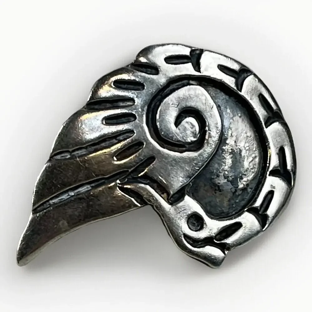 VTG Gutierrez Taxco RAM Skull Modernist Sterling Silver Earring/Brooch Mexico